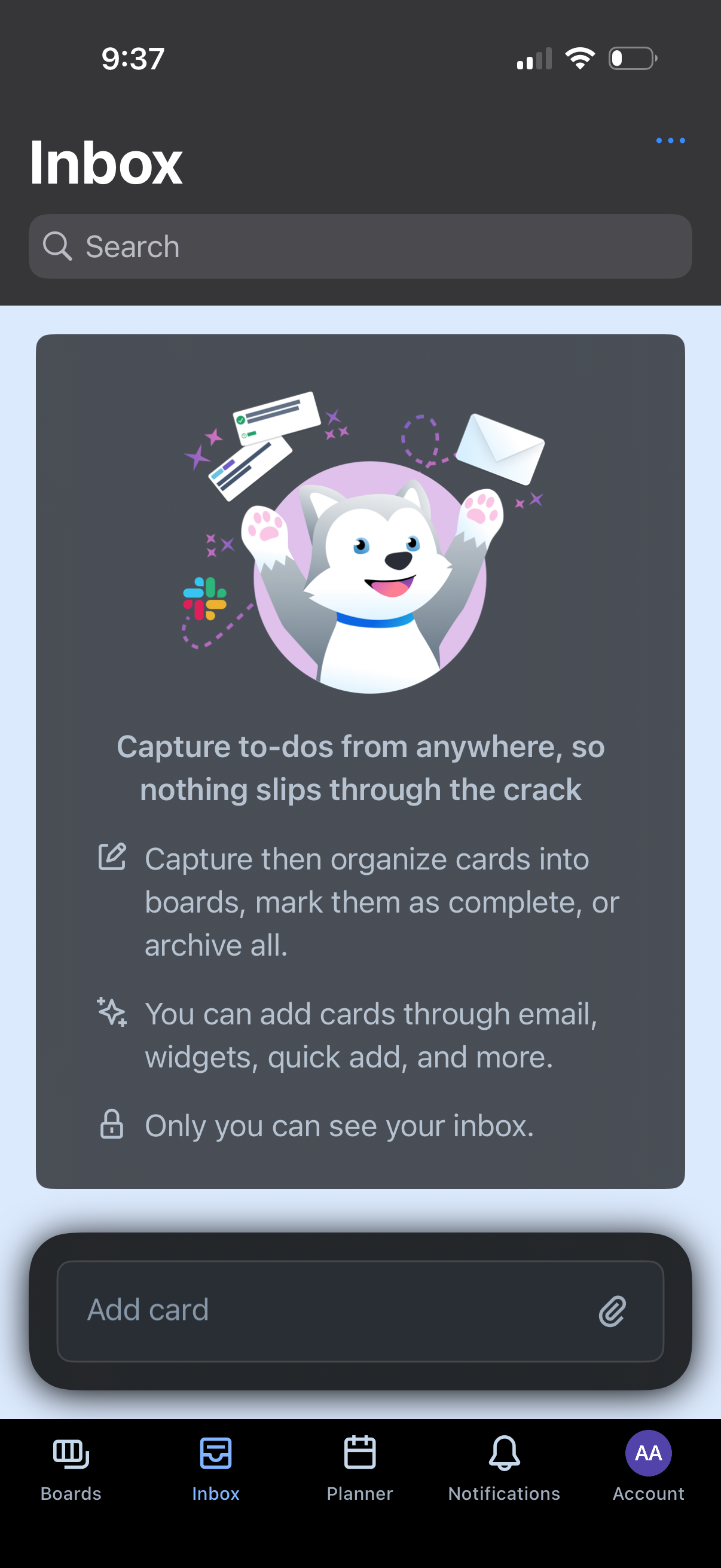 trello notifications screenshot